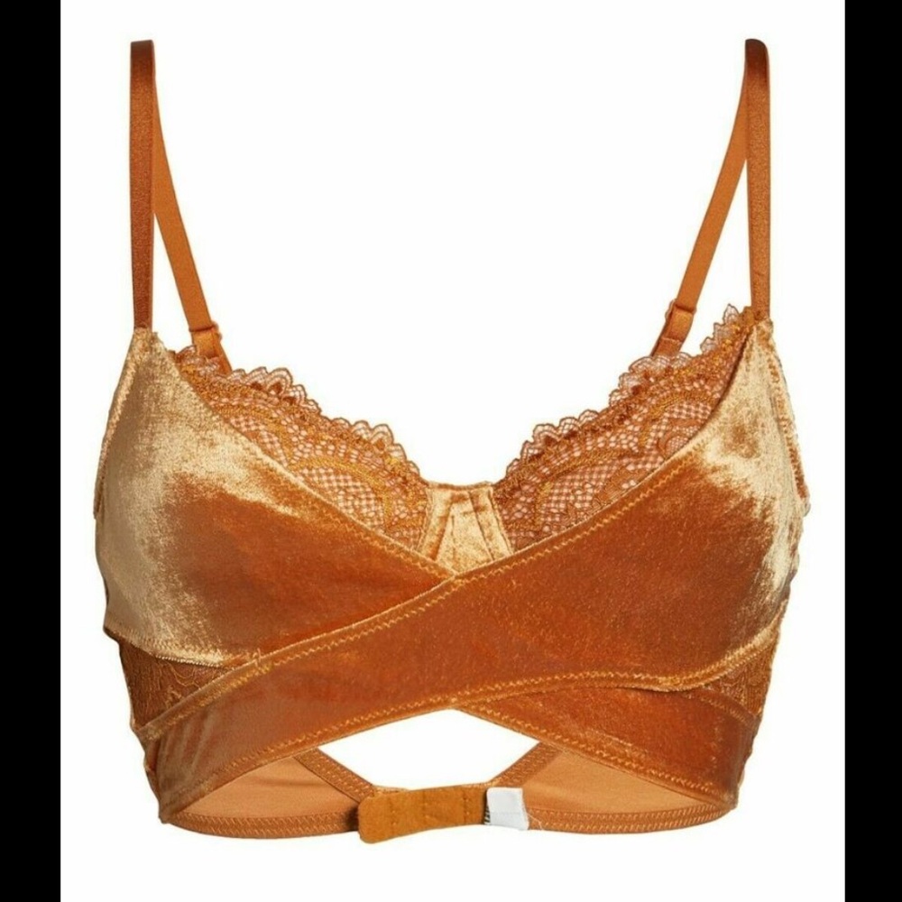 Free People Intimately Velvet Lace Bralette Crop L